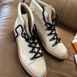 Marc Fisher cream colored combat boots